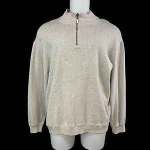 Work N Sport 1/4 Zip Men's L Cream Long Sleeve No Size Tag See Measurements